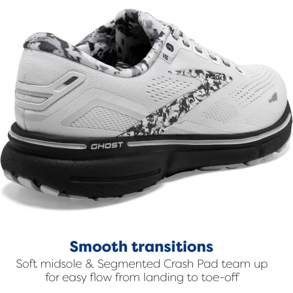 Brooks Mens Ghost 15 Neutral Running ShoeWhiteEbonyOyster