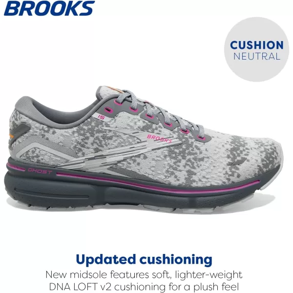 Brooks Mens Ghost 15 Neutral Running ShoeWhiteOysterOriole