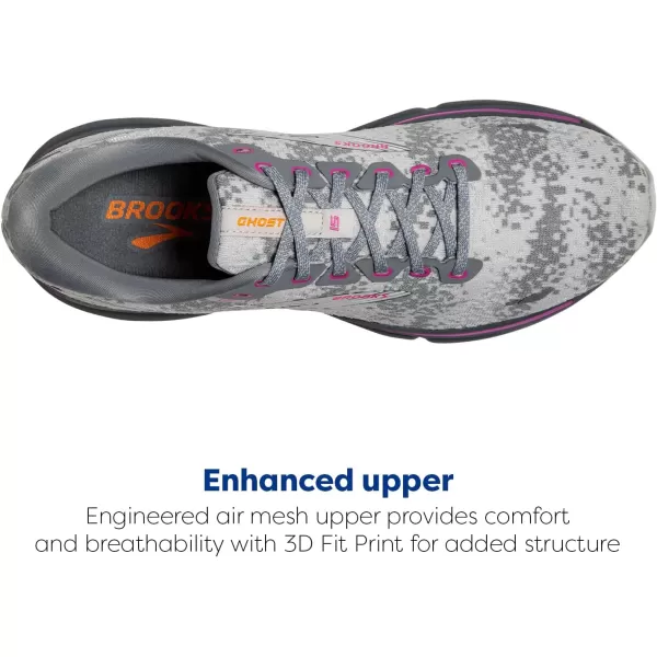 Brooks Mens Ghost 15 Neutral Running ShoeWhiteOysterOriole