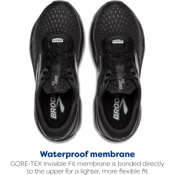 Brooks Mens Ghost 16 GTX Waterproof Neutral Running ShoeBlackBlackEbony