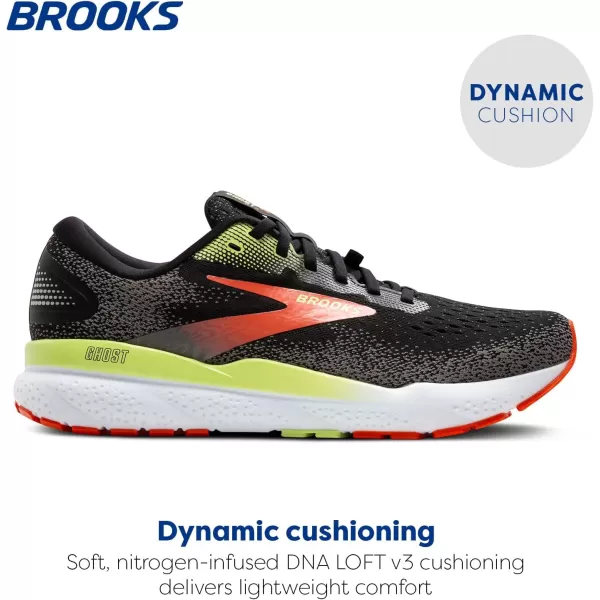 Brooks Mens Ghost 16 GTX Waterproof Neutral Running ShoeBlackMandarin RedGreen