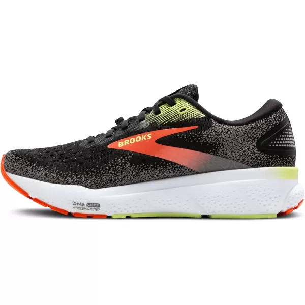 Brooks Mens Ghost 16 GTX Waterproof Neutral Running ShoeBlackMandarin RedGreen