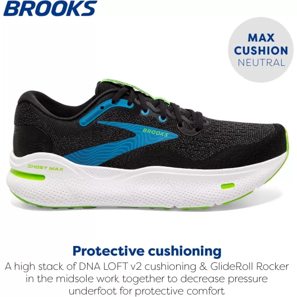 Brooks Mens Ghost Max Cushion Neutral Running ampamp Walking ShoeBlackAtomic BlueJasmine