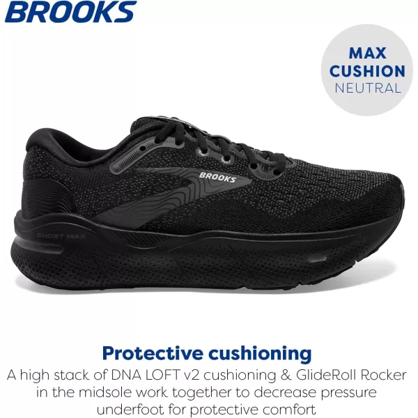 Brooks Mens Ghost Max Cushion Neutral Running ampamp Walking ShoeBlackBlackEbony
