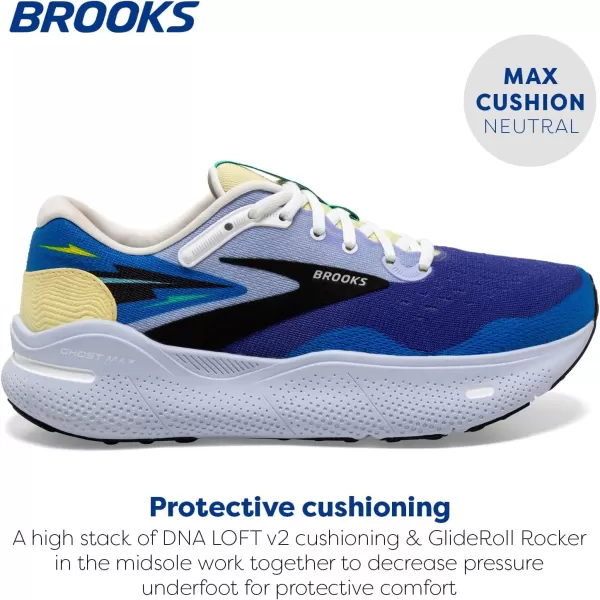 Brooks Mens Ghost Max Cushion Neutral Running ampamp Walking ShoeBlueYellowBlack
