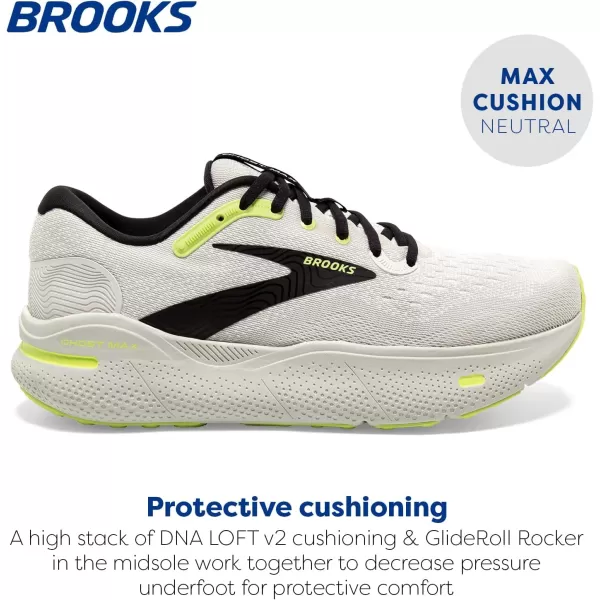 Brooks Mens Ghost Max Cushion Neutral Running ampamp Walking ShoeGreyBlackSharp Green