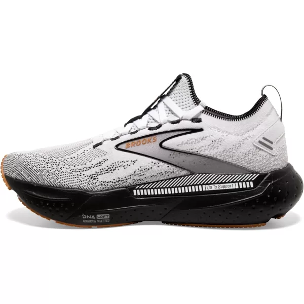 Brooks Mens Glycerin Stealthfit GTS 21 Supportive Running ShoeWhiteGreyBlack