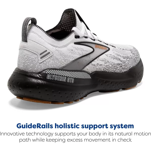 Brooks Mens Glycerin Stealthfit GTS 21 Supportive Running ShoeWhiteGreyBlack