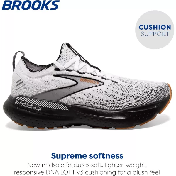 Brooks Mens Glycerin Stealthfit GTS 21 Supportive Running ShoeWhiteGreyBlack
