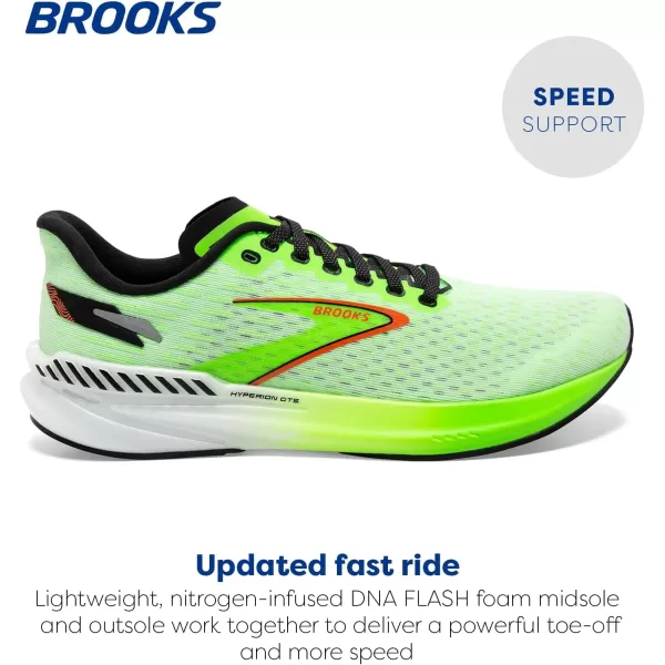 Brooks Mens Hyperion GTS Supportive Running ShoeGreen GeckoRed OrangeWhite