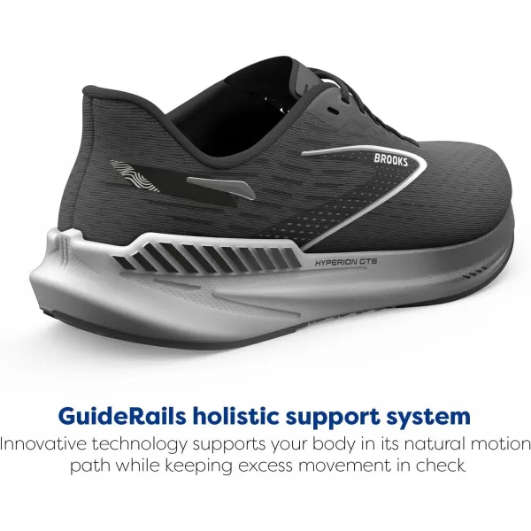 Brooks Mens Hyperion GTS Supportive Running ShoeGunmetalBlackWhite