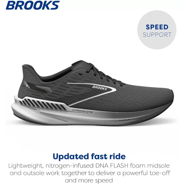 Brooks Mens Hyperion GTS Supportive Running ShoeGunmetalBlackWhite