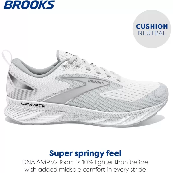 Brooks Mens Levitate 6 Neutral Running ShoeBright WhiteOyster Mushroom