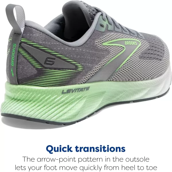 Brooks Mens Levitate 6 Neutral Running ShoePrimer GreyNeon Green