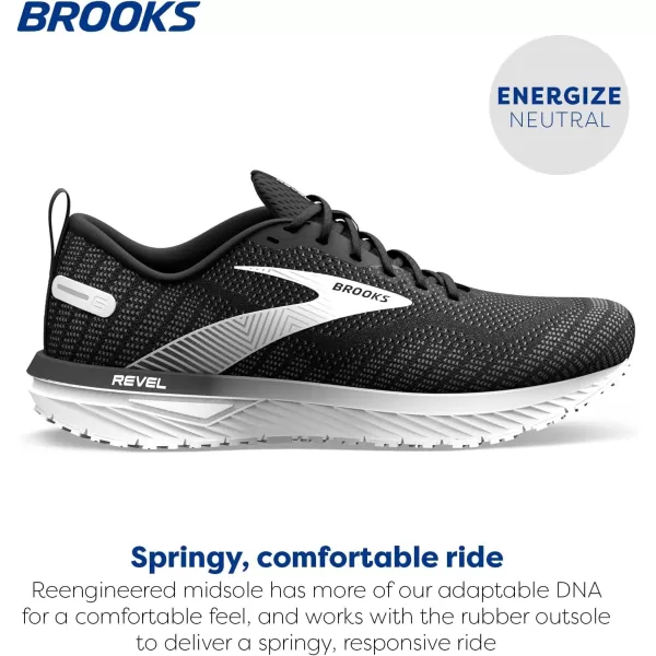 Brooks Mens Revel 6 Neutral Running ShoeBlackBlackened PearlWhite