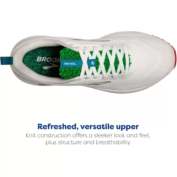 Brooks Mens Revel 6 Neutral Running ShoeWhiteGreenRed