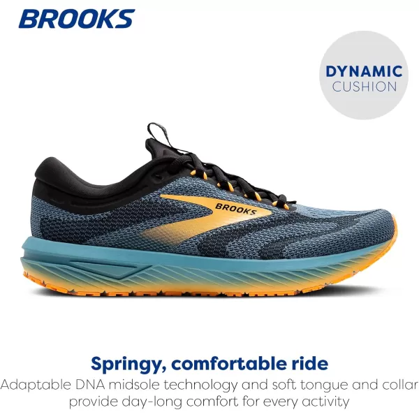 Brooks Mens Revel 7 Neutral Running ShoeStorm BlueBlackOrange Pop