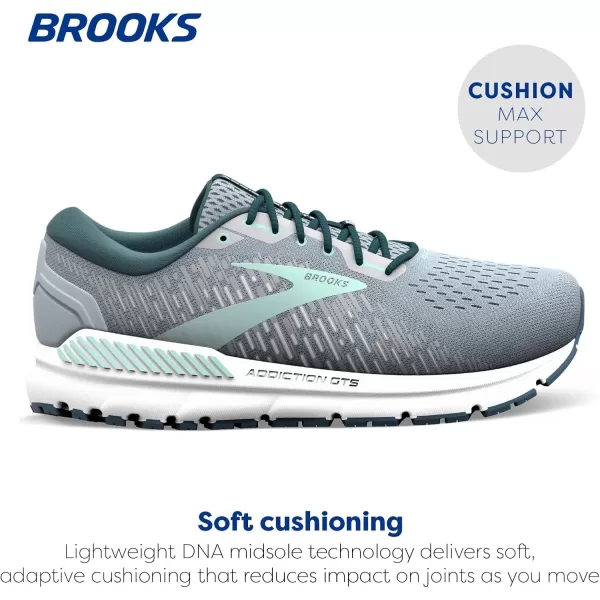 Brooks Womens Addiction GTS 15 Supportive Running ShoeGreyNavyAqua