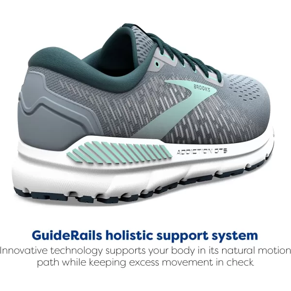 Brooks Womens Addiction GTS 15 Supportive Running ShoeGreyNavyAqua