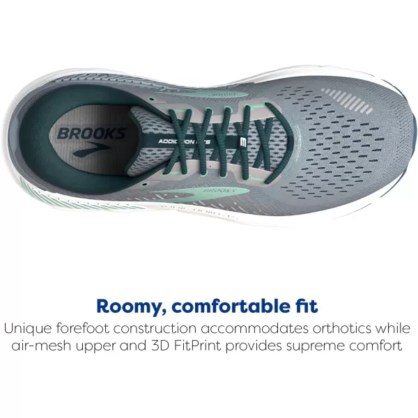 Brooks Womens Addiction GTS 15 Supportive Running ShoeGreyNavyAqua