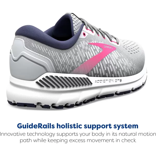Brooks Womens Addiction GTS 15 Supportive Running ShoeOysterPeacoatLilac Rose