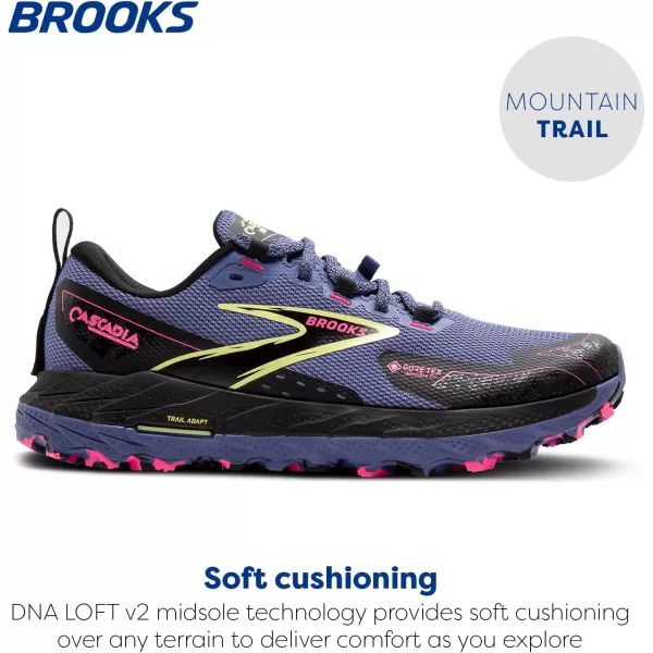 Brooks Womens Cascadia 18 GTX Waterproof Mountain Trail Running ShoeGrey BlueBlackPink