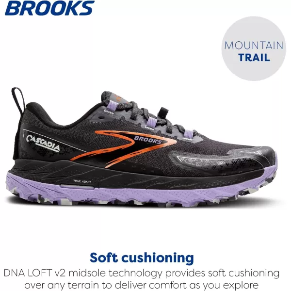 Brooks Womens Cascadia 18 Mountain Trail Running ShoeEbonySweet LavenderCopper
