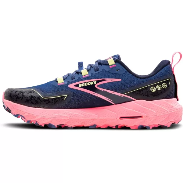 Brooks Womens Cascadia 18 Mountain Trail Running ShoeGrey BluePinkSunny Lime