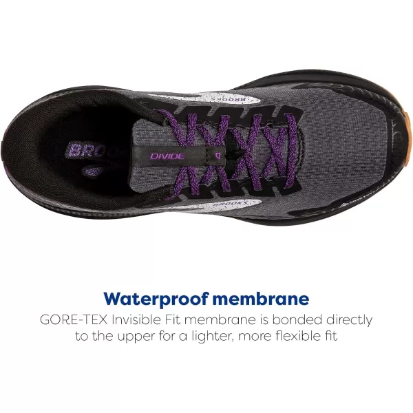 Brooks Womens Divide 4 GTX Waterproof Trail Running ShoeBlackBlackened PearlPurple