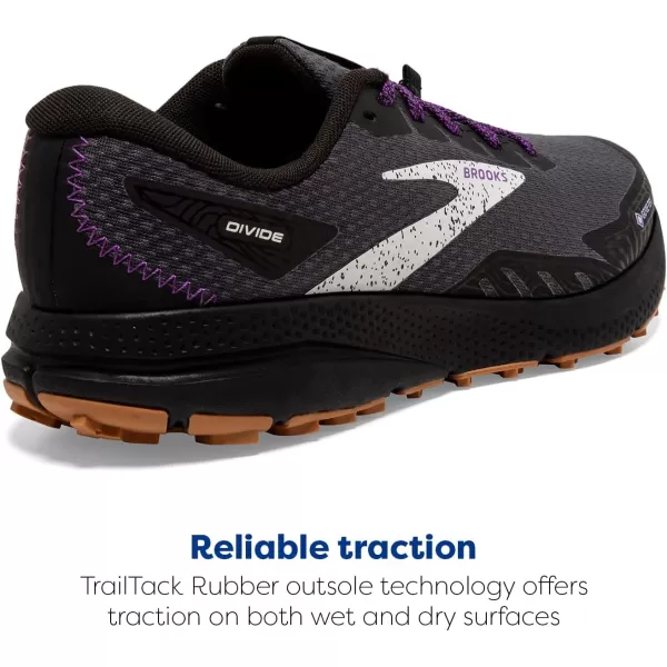 Brooks Womens Divide 4 GTX Waterproof Trail Running ShoeBlackBlackened PearlPurple