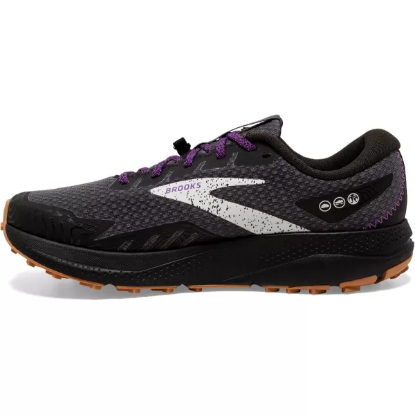 Brooks Womens Divide 4 GTX Waterproof Trail Running ShoeBlackBlackened PearlPurple