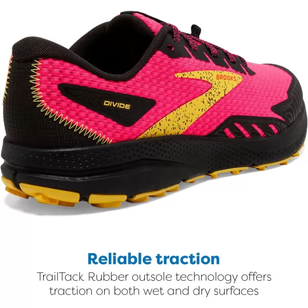 Brooks Womens Divide 4 Trail Running ShoeDiva PinkBlackLemon Chrome
