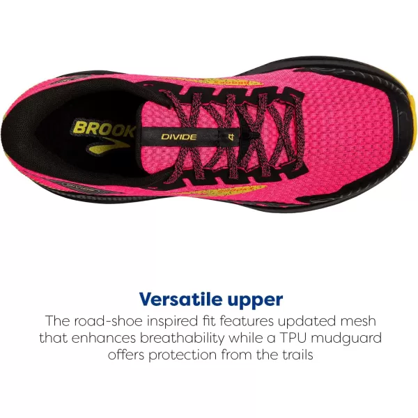 Brooks Womens Divide 4 Trail Running ShoeDiva PinkBlackLemon Chrome