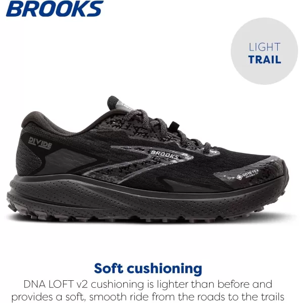 Brooks Womens Divide 5 GTX Waterproof Trail Running ShoeBlackAlloyPrimer Grey