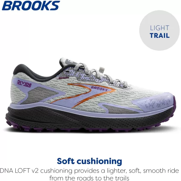 Brooks Womens Divide 5 Trail Running ShoeMercuryEbonySweet Lavender