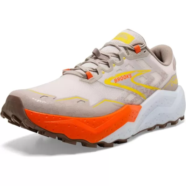 Brooks Mens Caldera 7 Trail Running ShoeWhite SandChateau GrayYellow