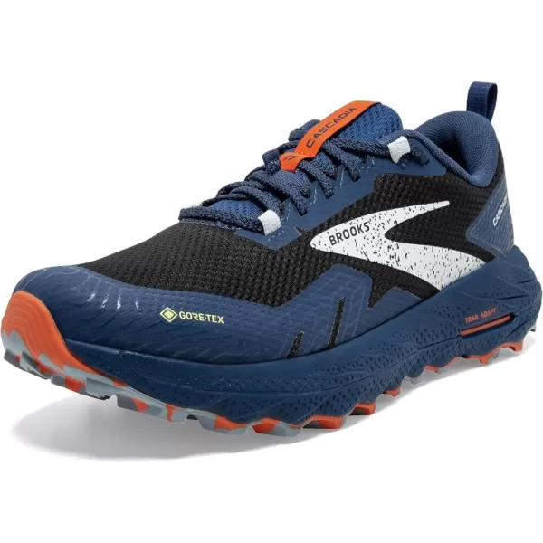 Brooks Mens Cascadia 17 GTX Waterproof Trail Running ShoeBlackBlueFirecracker
