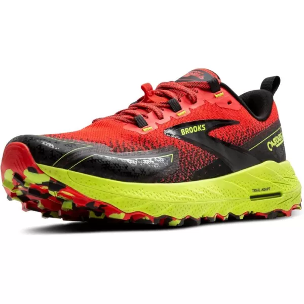 Brooks Mens Cascadia 18 Mountain Trail Running ShoeCherry TomatoLimeBlack
