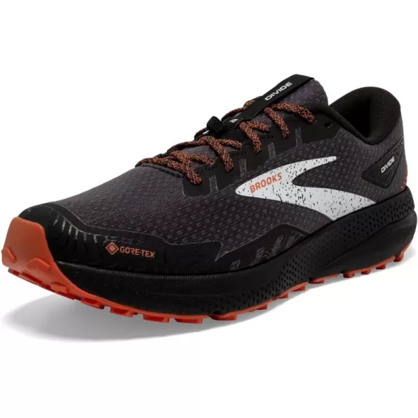 Brooks Mens Divide 4 GTX Waterproof Trail Running ShoeBlackFirecrackerBlue