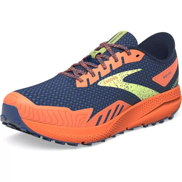 Brooks Mens Divide 4 Trail Running ShoeNavyFirecrackerSharp Green