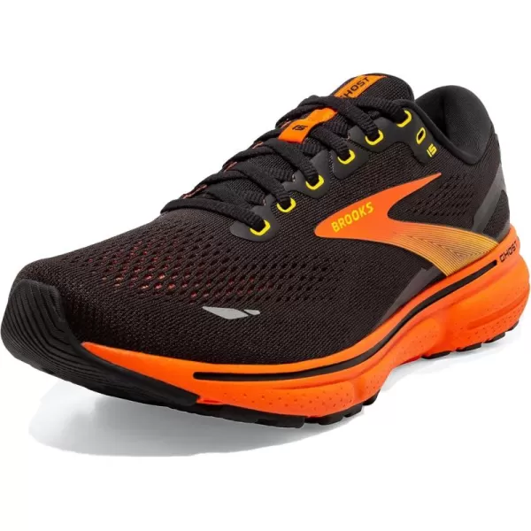 Brooks Mens Ghost 15 Neutral Running ShoeBlack Yellow Red