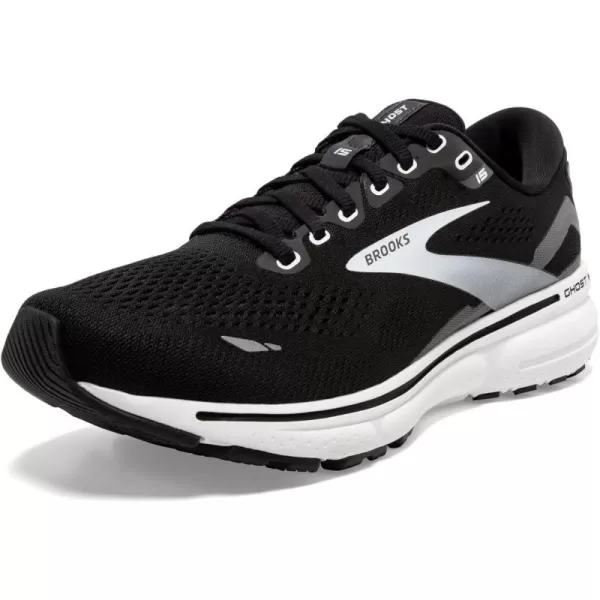 Brooks Mens Ghost 15 Neutral Running ShoeBlackBlackened PearlWhite