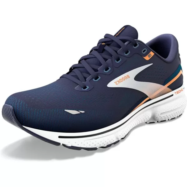 Brooks Mens Ghost 15 Neutral Running ShoePeacoatBlueOrange Pop