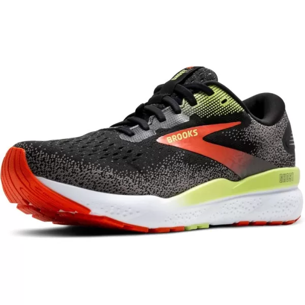 Brooks Mens Ghost 16 GTX Waterproof Neutral Running ShoeBlackMandarin RedGreen