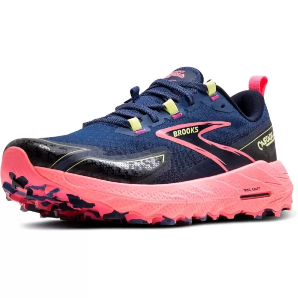 Brooks Womens Cascadia 18 Mountain Trail Running ShoeGrey BluePinkSunny Lime