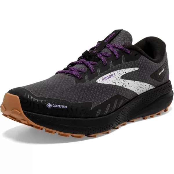 Brooks Womens Divide 4 GTX Waterproof Trail Running ShoeBlackBlackened PearlPurple