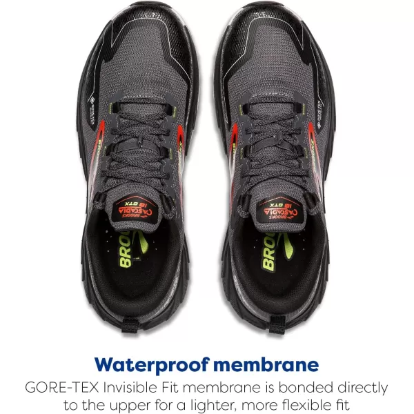 Brooks Mens Cascadia 18 GTX Waterproof Mountain Trail Running ShoeBlackened PearlBlackTomato