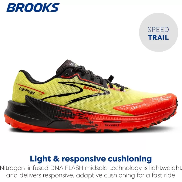 Brooks Mens Catamount 3 Trail Running ShoeAcid LimeCherry TomatoBlack