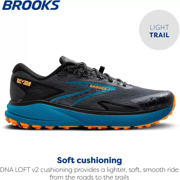 Brooks Mens Divide 5 Trail Running ShoeEbonyBlue SapphireOrange