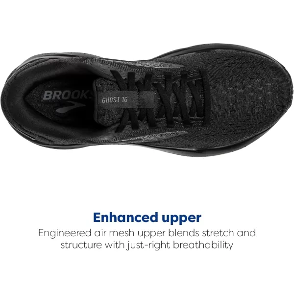 Brooks Mens Ghost 16 Neutral Running ShoeBlackBlackEbony
